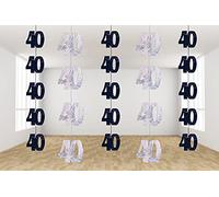 SHATCHI Set di 6 decorazioni da parete porte, per compleanno, 13° e 90° anniversario, Nero e argento, one, SH12563