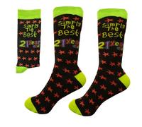 SHATCHI Simply The Best-Calzini per 21° Compleanno, Idea Regalo Unisex per lei e Lui, Cotone Poliestere Spandex, Nero e Verde, Taglia Unica