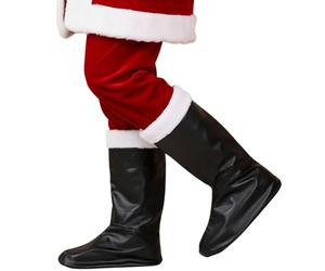 SHATCHI Stivale per feste di Natale, accessori per costume da Babbo Natale, copriscarpe top, vestito, uomo, donna, nero, taglia unica