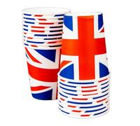 SHATCHI Union Jack Coppa/Tavola/Piatto Tovaglioli Stoviglie Queen's Platinum Jubilee 2022 Forniture per feste Gran Bretagna GB UK Evento sportivo Pub BBQ Tema reale, 10pcs Cup, 11772