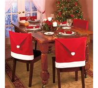 SHATCHI V-CH-CH-XMS-6 - Coprisedia a tema natalizio con Babbo Natale e pompon con fiocco di neve, retro corto, in tessuto, 50 x 70 cm, 6 pezzi