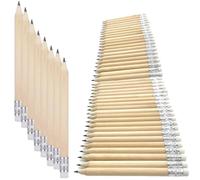 Shatore Confezione da 50 mini matite HB con gomme, 10 cm, in legno, rotonde, per il rientro a scuola, set di scrittura breve per classe, ufficio e disegno