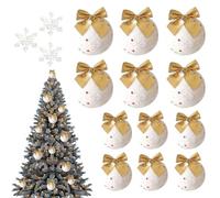 Shatterproof Christmas Ornaments Set, Tree Decorations for Holiday Mantel, 15 Foam Balls with Bow, Home Accessories for Window, Door, Fireplace, Living Room, Office, Farmhouse, 7.28x2.95x2.17 inches