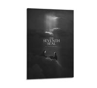 SHAUREWNYY Poster con scritta "Il settimo sigillo", decorazione artistica da parete in stile vintage, su tela, per soggiorno, camera da letto, 20 x 30 cm, con cornice