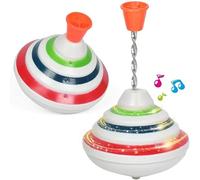 SHAVERUSH Push up Trottola Giocattolo con LED e Musica Trottola Giocattoli Musica Peg-Top Mano girobussola Giocattolo Regalo per i Bambini, Trottola LED Giocattoli Brillanti Regali per Bambini