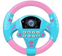 SHAVERUSH Giocattolo di Simulazione del Volante di Piccole Dimensioni, Volante Giocattolo con Musica di luci, Giocattolo di Sedile per Auto del Volante di Simulazione per Bambini (Rosa)
