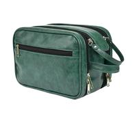 Shaving - Kit bag, impermeabile in pelle PU per uomini, ampia capacità di viaggio Shaving Organizer, cosmetico borsa per affari, vacanze, palestra, 24 x 17 x 14 cm, 260 g, verde, Se référer au