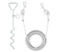 ShawFly Fascetta per cani in acciaio di alta qualità, con picchetto a spirale da 30,5 cm, per esterni, campeggio, cuccioli, animali domestici e cani di media taglia (5 m)