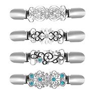 Shawl Clips Cardigan 4 Pack Rhinestone Sweater Clip Set Alloy Material for Easy Use Removal