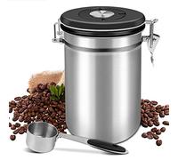 Shayson Barattolo Caffè Ermetico, Contenitore in Acciaio Inox per Conservare Il Caffè Fresco in Chicchi o Macinato, 22.8OZ - Cucchiaio Dosatore Incluso