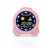 Shayson Orologio Sleep Trainer per Bambini - Sveglia Digitale per l’Addestramento al Sonno, Display LCD con Modalità Giorno e Notte, 6 Suoni di Allarme, Alimentazione USB (rosa)