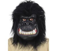 shayulajiao Maschera da gorilla, divertente, realistica, nera, a tutta la testa, in lattice, con pelliccia sintetica, per Halloween, carnevale, cosplay e feste selvatiche (traspirante, taglia unica)