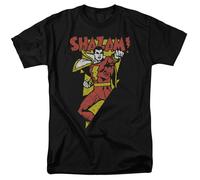 Shazam Retro In Bolt DC Comics T-Shirt Uomo Nero Cotone 100% Maniche Corte