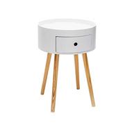 ShAzan Tavoli con tavolino rotondo o tavolino, gambe in legno di faggio e piano in MDF, tavolo da notte, tavolo con cassetti per soggiorno camera da letto (14,96 x 21,06 cm)