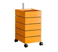 ShAzan Tavoli per divano mobile con ruote, comodino, design a 5 strati, raccoglitore girevole a 360 gradi, 5 colori (arancione)