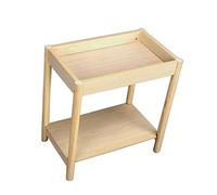 ShAzan Tavoli Tavolino da divano Bianco, Armadi laterali stretti, Tavolino da salotto con piano in legno massello, 2 colori (Wood)
