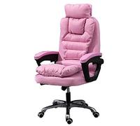 ShAzanz Sedia da Ufficio direzionale Semplicità moderna Sedia per computer in tessuto 155 ° reclinabile Pausa pranzo con sedie comode Poggiatesta staccabile Borsa posteriore Portante 150 kg(Pink)
