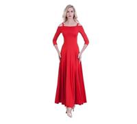 SHBHWS Abito da Ballo da Sala da Ballo Moderno Abito da Ballo da Sala Standard da Donna for Spettacoli di Valzer/Tango/Foxtrot Abito da Competizione Utilizzato per Spettacoli Teatrali(Red,M)