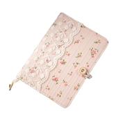 SHBHWS Copertina del diario del taccuino del raccoglitore del diario del quaderno in pizzo rosa con fiori densi in cotone a fogli sciolti A5A6A7 fatta a mano(Pink,Loose Leaf A6)