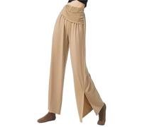 SHBHWS Costumi di danza Pratica classica Pantaloni estivi a gamba larga divisi moderni da fluidi Per le Prove di Danza(Khaki,M)