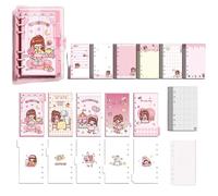 SHBHWS Loose Leaf Notebook Grid Page Daily Planner Diary Notepad Colorful Binder Journals Cute Handbook Girls Stationery(01)