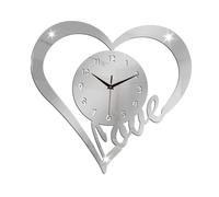 SHBHWS Orologio da parete a forma di cuore Movimento silenzioso Appeso Decorazioni for la casa moderno amore for studio Soggiorno Bar Scuola Per Casa e Ufficio(Silver)
