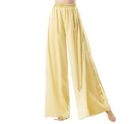 SHBHWS Pantaloni da danza classica Gonna ampia in chiffon for donna Patchwork a doppio strato etereo e fluido Per le Prove di Danza(Yellow,XL)