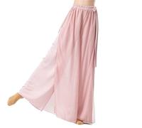 SHBHWS Pantaloni da danza classica Gonna ampia in chiffon for donna Patchwork a doppio strato etereo e fluido Per le Prove di Danza(Pink,L)