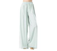 SHBHWS Pantaloni da danza classica Gonna ampia in chiffon for donna Patchwork a doppio strato etereo e fluido Per le Prove di Danza(Green,L)