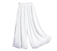 SHBHWS Pantaloni in chiffon di danza classica a gamba larga for le donne da allenamento for moderna ballo larghi Per le Prove di Danza(White,XL)