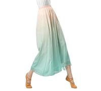 SHBHWS Tuta da Allenamento for Danza Classica - Pantaloni in Chiffon con Gambe Larghe fluenti Performance Che Cambia Colore Donna per Le Prove di Danza(Gradation Green)