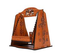 SHBK DECOR Laddu Gopal Jhula in legno con incisione Krishna e design loto, altalena decorativa per tempio di casa