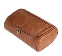 Shcnlery - Borsa cosmetica personalizzata da uomo, kit Dopp impermeabile, durevole ed elegante, organizer da viaggio per articoli da toeletta essenziali da viaggio, Marrone giallastro., Small