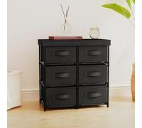 ShCuShan Armadietto con 6 Cassetti 55x29x55 cm Nero in Acciaio,Armadietto con Scomparti, Struttura in Acciaio,Mobiletto con Cassetti, Tiretti Pieghevoli in Tessuto