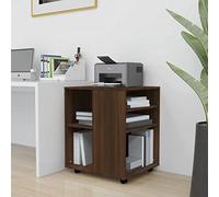 ShCuShan Armadietto con Ruote Rovere Marrone 60x53x72 cm in Legno,Carrello Porta Stampante, Mobiletto con Ruote, Supporto per Stampante in Legno, Classificatore per Documenti per Studio, Ufficio