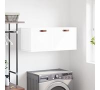 ShCuShan Mobile a Parete Bianco Lucido 80x36,5x35 cm Legno Multistrato,Armadietto Bagno Sospeso da Parete Armadio Mobiletto Salvaspazio Mobile da Cucina Camera da Letto Lavatrice