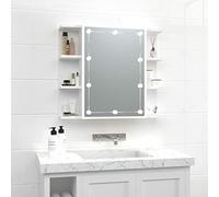 ShCuShan Mobile a Specchio con LED Bianco 70x16,5x60 cm,Armadietto bagno con luce Specchio contenitore con Illuminazione LED