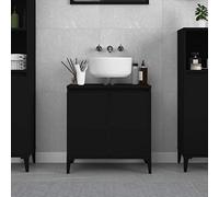 ShCuShan Mobile Lavabo Nero 58x33x60 cm in Legno Multistrato,Mobile Sottolavabo per Bagno Mobiletto a Terra Sottolavandino Armadietto