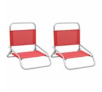 ShCuShan Sedie da Spiaggia Pieghevoli 2 pz in Tessuto Rosso,Sedia da Regista Pieghevole in Acciaio Tubolare, Poltrona Ergonomica Salvaspazio in Tela per Campeggio, Mare, Spiaggia