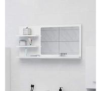 ShCuShan Specchio da Bagno Bianco 90x10,5x45 cm in Legno Multistrato,Specchiera bagno con mensole specchio