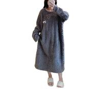 SHDEYAVK, Women's Winter Nightdress Camicie da Notte in Flanella Calda e Spessa a Maniche Lunghe Invernali Taglie Forti Camicia da Notte da Donna in Velluto Corallo Allentato(C,4XL)
