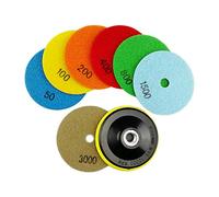 SHDIATOOL Diamante Lucidatura Pad 7 Pezzi Grana Mista e M14 Plastica Backer per Lucidare a Secco Marmo Granito Pietra Ceramica Dia 100mm/4 Pollici