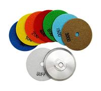 SHDIATOOL Diamante Lucidatura Pad 8 Pezzi Grana Mista e M14 Alluminio Backer per Lucidare a Secco Marmo Granito Pietra Ceramica Dia 100mm/4 Pollici