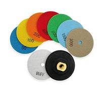 SHDIATOOL Diamante Lucidatura Pad 8 Pezzi Grana Mista e M14 Gomma Backer per Lucidare a Secco Marmo Granito Pietra Ceramica Dia 100mm/4 Pollici