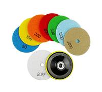 SHDIATOOL Diamante Lucidatura Pad 8 Pezzi Grana Mista e M14 Plastica Backer per Lucidare a Secco Marmo Granito Pietra Ceramica Dia 100mm/4 Pollici