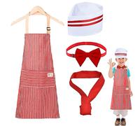 SHDIEHJFMLDH 4 Pezzi Grembiule Da Cucina Per Bambini, Grembiule Da Cucina Da Cucina, Grembiule Per Bambini E Set Cappello Da Cuoco,Grembiule Da Cucina Con Tracolla Regolabile Per Adulti E Bambini