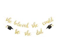 She Believed She Could So She Did Banner Decorations, Gold Glitter She Did It 2026 Ghirlanda Laurea Bunting Banner, Congratulazioni Grad Photo Sfondo per ragazze College Laurea Party Favor Forniture