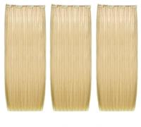 She By Socapusa - Sistema di capelli umani a clip, 3 pezzi, larghezza: 15,2 cm, lunghezza: 45,7 - 50,8 cm, biondo chiaro naturale sfumato/biondo platino molto chiaro
