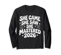 She Came She Saw She Mastered 2026 Donne di Laurea Vintage Maglia a Manica