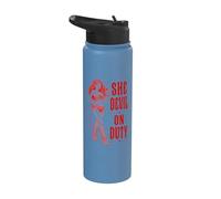 She Devil on Duty Halloween Costume Funny Stainless Steel Insulated Water Bottle